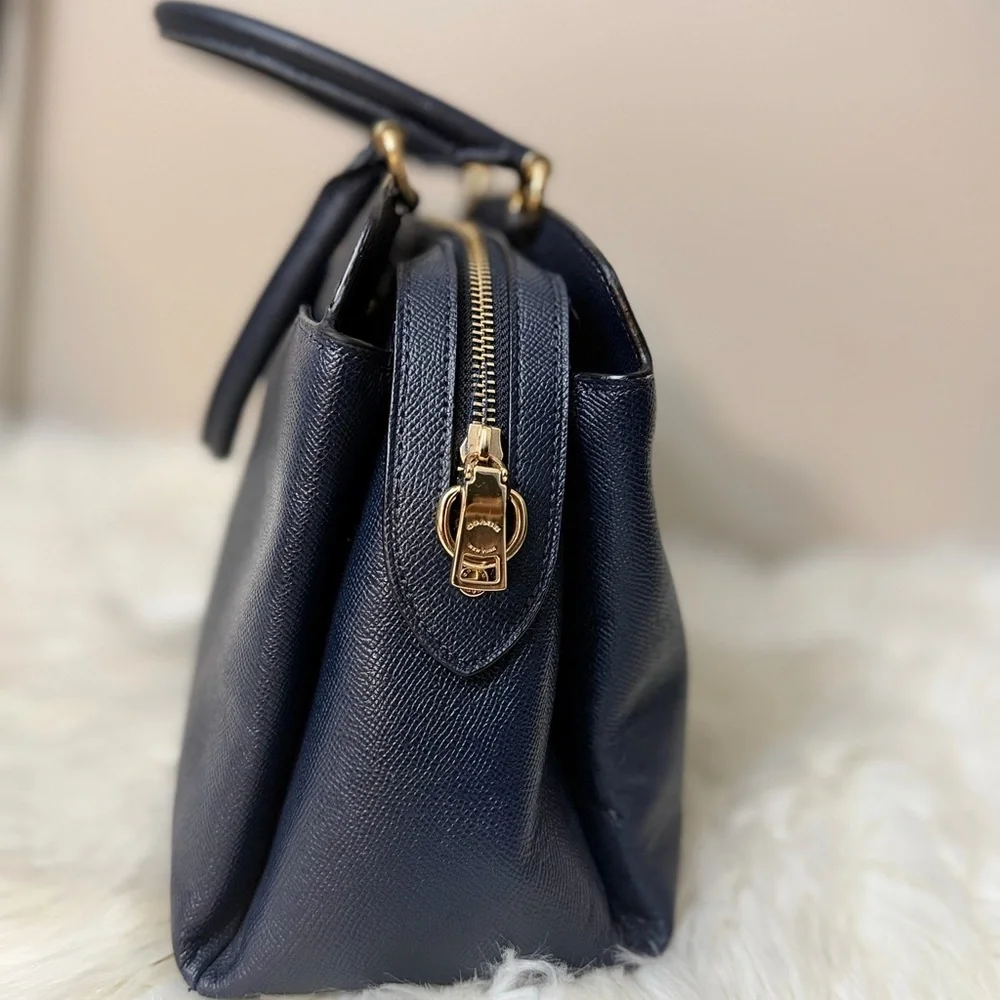 Vintage Coach Dark Blue Satchel with Gold Accents#91493